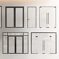 Modern Double Doors Design With Glass Panels And Various Styles 3d model