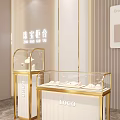 Elegant Jewelry Display Counter Cabinets With Golden Frame Glass Showcase For Luxury Jewelry