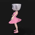 Anthropomorphic Cup Character In Pink Ballet Dress With Blue Eyes And Ballet Shoes Standing Pose