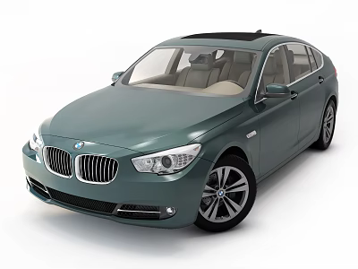 Teal BMW Sedan With Sunroof Light Beige Interior And Alloy Wheels 3d model