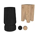 Modern Black And Wooden Stools With Contemporary Design And Unique Shapes