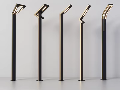 Modern Outdoor Lights With Black Gold Standing Design And Adjustable Heads 3d model