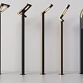 Modern Outdoor Lights With Black Gold Standing Design And Adjustable Heads