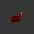 Single Red Leather Sofa With Tufted Backrest Armrests And Wooden Legs