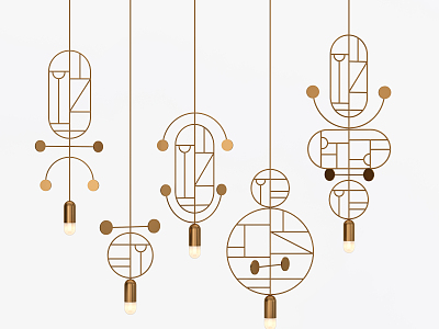 Modern special-shaped chandelier line chandelier combination model