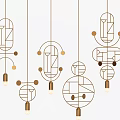Modern special-shaped chandelier line chandelier combination 3d model