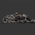 Pile of Scrap Metal and Mixed Waste Materials on Concrete Surface 3d model