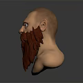Muscular Male Character Bust With Bald Head Blue Eyes Long Red Beard And Shirtless Torso