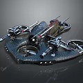 Complex Multi Wheeled Mechanical Device With Cannons And Metal Chassis Components 3d model