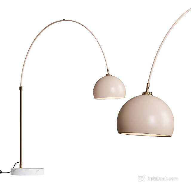 Light Colored Modern Floor Lamps With Arched Arms And Illuminated Dome Shades 3d model 