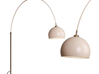 Light Colored Modern Floor Lamps With Arched Arms And Illuminated Dome Shades 3d model