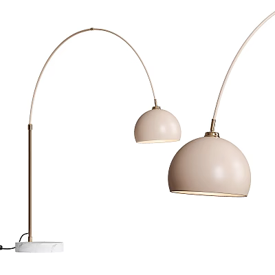 Light Colored Modern Floor Lamps With Arched Arms And Illuminated Dome Shades 3d model