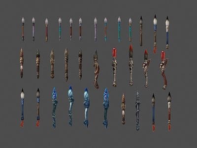 Various brushes low die fbx 3d model