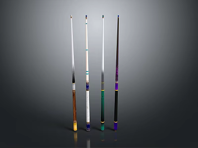 Decorative Cue Sticks Set With Various Colors And Designs For Home Ornament 3d model