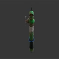 Handmade Green Pipe Tool With Serrated Blade And Metal Details