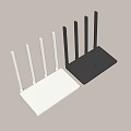 Office Electronics High Speed Wireless Router with Multiple Antennas White and Black Design 3d model