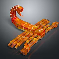 Orange Geometric Scorpion 3D Model With Block Structure And Shiny Surface 3d model
