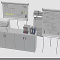 Public Office Facilities With Whiteboard Printer Cabinet And Organized Folders