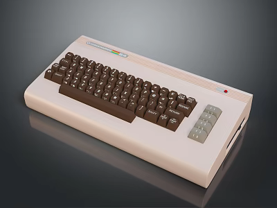 Vintage Commodore Keyboard Classic Beige Brown Design With Functional Keys Retro Electronic Appliance 3d model