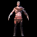 Fantasy Warrior Character With Muscular Build Wearing Spiked Leather Armor And Short Hair
