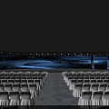 Modern Stage Design With Dynamic Blue Lighting And Audience Seats 3d model
