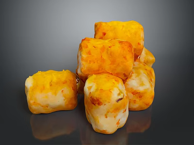 Golden Fried Pastries Stacked With Crispy Texture And Sugar Glaze 3d model