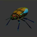 Colorful 3D Rendered Beetle With Shiny Blue Legs And Artistic Design