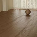 Natural Wooden Floor in Bright Room With Window Curtain and Decorative Round Ball