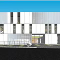 Modern Office Building Exterior Design With Glass Facade Lighting And Metal Panel Cladding 3d model