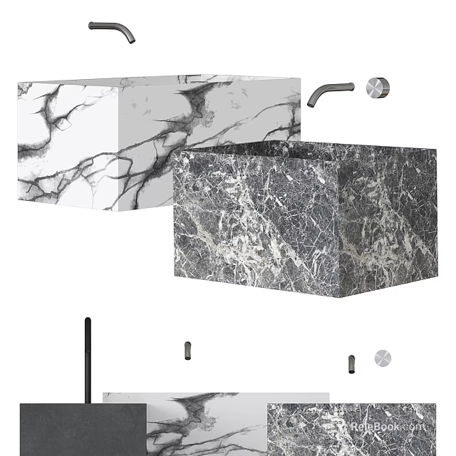 Modern Natural Marble Wash Basin Design With Elegant Faucet And Countertop 3d model 