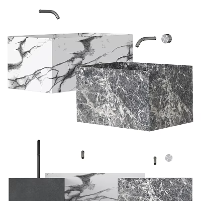 Modern Natural Marble Wash Basin Design With Elegant Faucet And Countertop 3d model
