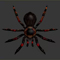 Detailed 3D Render of Spider With Red Glowing Legs and Dark Body