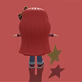 Red Haired Cartoon Girl With Pacifier Wearing Red Jacket And Blue Jeans Near Yellow Star