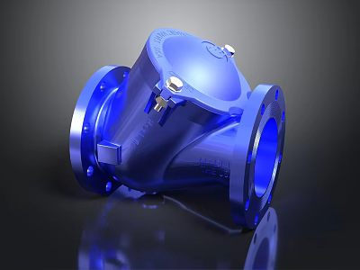 Blue Industrial Metal Valve With Flanged Connections And Heavy Duty Structure 3d model