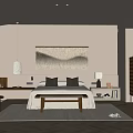 Cozy Hotel Room Featuring Large Bed Rug Wall Art Pendant Light Bedside Tables And Bathtub