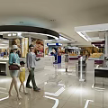 Bright Modern Shopping Mall Lobby With Shoppers Brand Counters And Sleek Floors