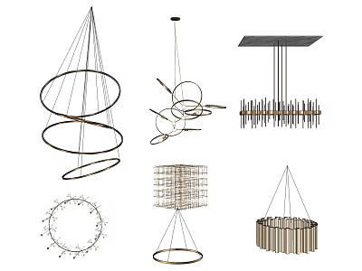 Modern Chandeliers With Various Geometric Shapes And Unique Hanging Designs 3d model