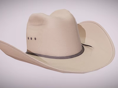 Beige Wide Brim Hat With Gray Band And Side Accents For Casual Outdoor Wear 3d model