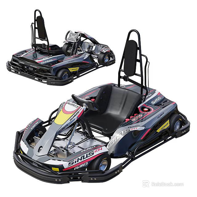 Sporty Go Kart Racing Design Featuring Open Frame And Comfortable Seats 3d model 