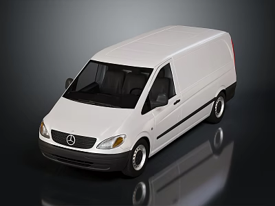 White Mercedes Commercial Van With Sleek Exterior Design And Reflective Surface 3d model