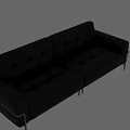 Modern Black Leather Three-Seater Sofa With Sleek Metal Frame And Design
