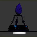 Futuristic Flame Shaped Structure With Circular Base Blue Purple Lights And Black Chain Details