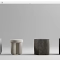 Modern Minimalist Stools Featuring Various Geometric Shapes And Concrete Designs 3d model