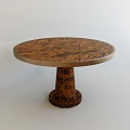 Round Wooden Dining Table With Pedestal Base And Decorative Pattern 3d model