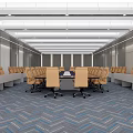 Modern Conference Room With Long Table Comfortable Chairs Large Display And Lighting 3d model