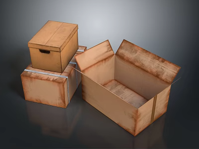 Household Storage Cardboard Boxes Stacked And Open With Durable Design For Organizing Home Items 3d model