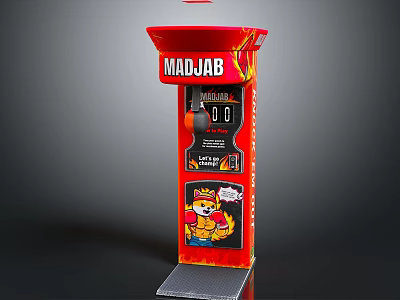 Red Vertical MADJAB Machine With Digital Display Fast Play Text And Cartoon Character 3d model