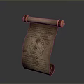 Ancient Scroll With Animal Themed Geometric Pattern And Brown Paper Texture