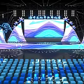 Pink Themed Stage With Auditorium Seats And Large Screen 3d model