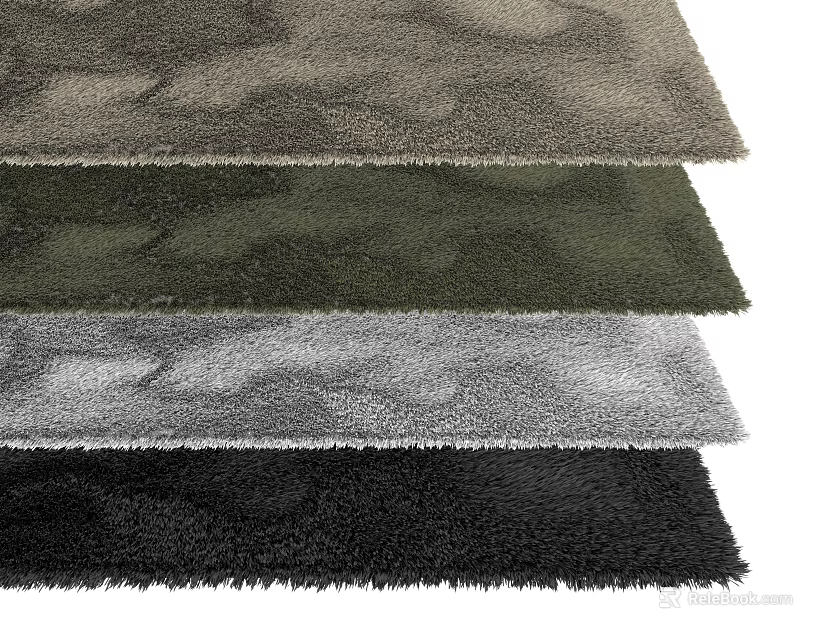 Square Rugs With Multiple Colors Plush Texture And Stacked Design 3d model